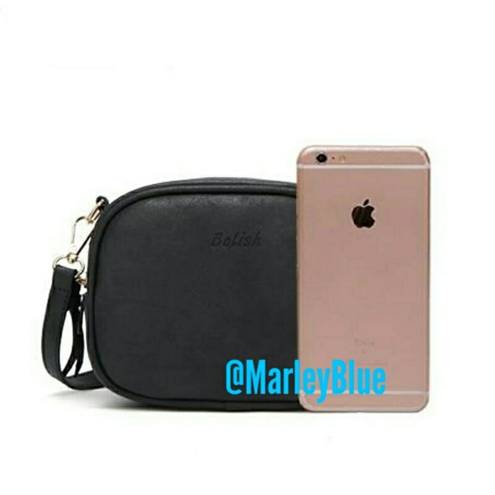 Bolish Small Black Crossbody Bag Gold Hardware Zipper